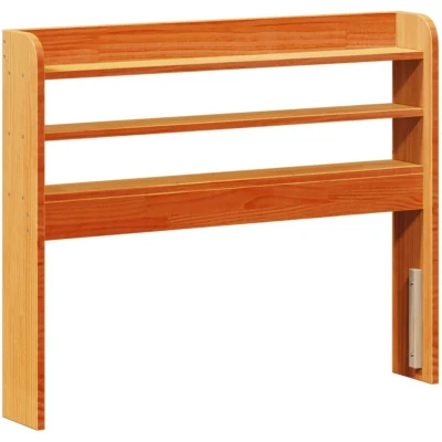 Image of vidaXL Headboard with Shelves Wax Brown 75 cm Solid Pinewood Space Saving for Bedroom Wood Frame Ample Storage