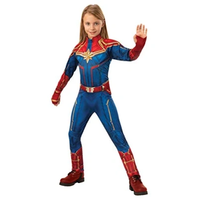 Image of Rubie&#039;s 700597M000 MARVEL CAPTAIN MOVIE Fancy Dress, Girls, Multicolour, M