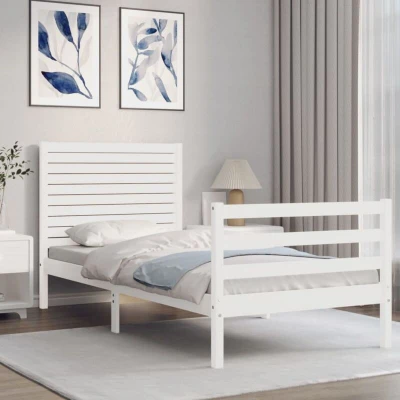 Image of vidaXL Bed Frame without Mattress White Small Single Solid Wood