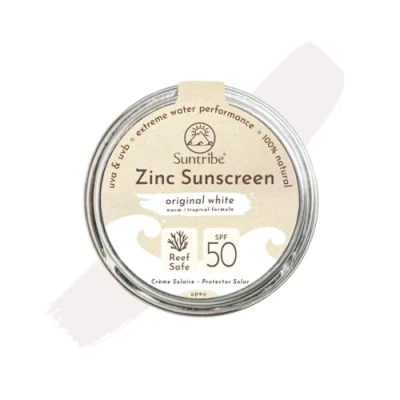 Image of Suntribe All Natural Zinc Sunscreen Face &amp; Sport SPF 30 Organic 100% Reef Safe 3 Ingredients Water resistant ORIGINAL WHITE (30 g)