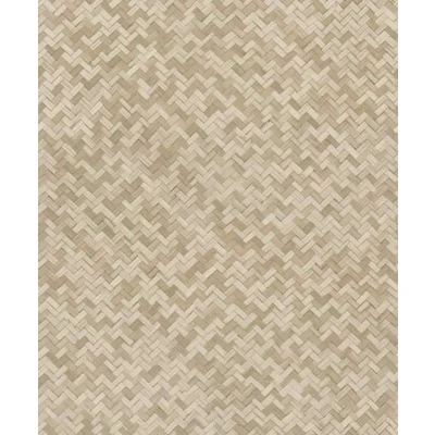Image of Galerie Eden Collection Beige Rattan Chevron Effect Wallpaper Roll