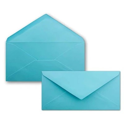 Image of FarbenFroh by GUSTAV NEUSER 100 envelopes turquoise DIN long 110 x 220 mm (11 22 cm) wet glued without window ideal for invitation cards series