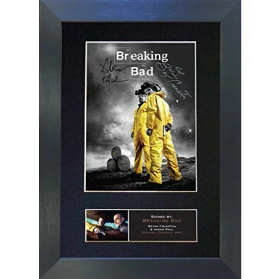 Image of BREAKIyNG BAD Signed Autograph Mounted Photo Reproduction PRINT A4 Very Rare (297 x 210mm) #362 (Black Frame)