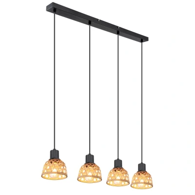 Image of Wenna Bar Pendant Ceiling Light Matt Black 4x E27