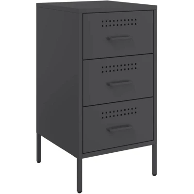 Image of vidaXL Bedside Cabinet Black 36x39x68 cm Steel