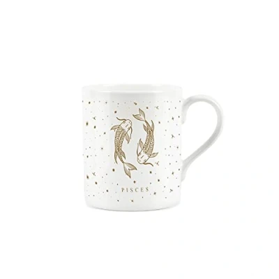Image of Purely Home Pisces Gold Star Sign Mug Small Fine Bone China White Coffee/Tea Present Zodiac Gift