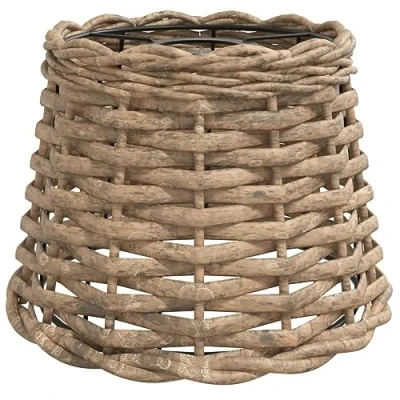 Image of &#039;vidaXL Wicker Ceiling Lamp Shade Ø20x15 cm Brown Pendant with Iron Holder for E27 Bulbs