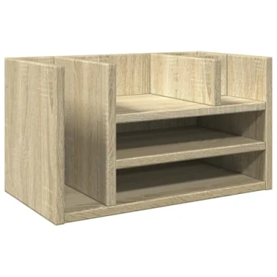 Image of vidaXL Desk Organiser Tray File 6 Compartments, Sonoma Oak Engineered Wood, 44.5x24x25cm Ideal for Home Office, Study, Bedroom, Kitchen