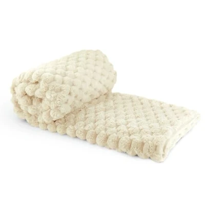 Image of Emma Barclay Lush Luxurious Fluffy Faux Rabbit Fur Throw Blanket (Cream, 50x60 (127x152cm))