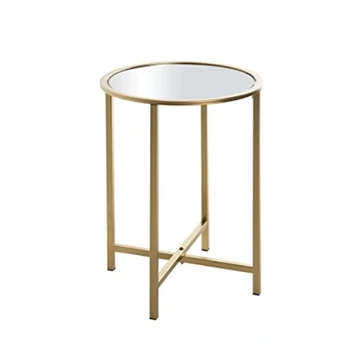 Image of HAKU Mobel End Table Gold, Metal, Mirror Size: H 53 cm X Ø 39 cm, Style: Art Deco