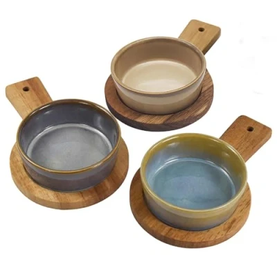 Image of Lesser &amp; Pavey Snack Dishes Wood Trays for Food Serving Snacks Platter with Bowls Colourful Designers Round and Square Grey Blue S3 Tray Elements