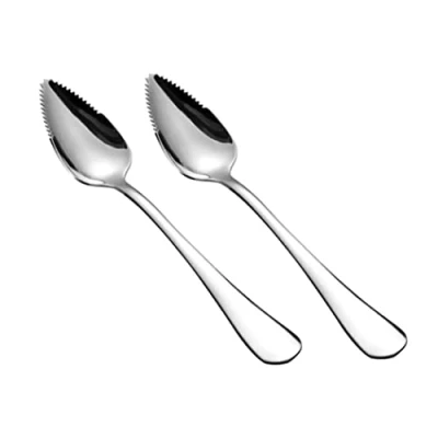 Image of Grapefruit Spoons Stainless Steel Spoons,Maxin 2 Pack Serrated for Citrus Fruit Watermelon Kiwi Dessert Spoon,