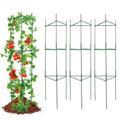 Image of VEVOR 6 Packs Tomato Cages for Garden, 48 inch Trellis Plant Stakes Support, Stackable Tall Support Cage, Raised Garden Bed, Vegetables Flowers and Climbing Plants