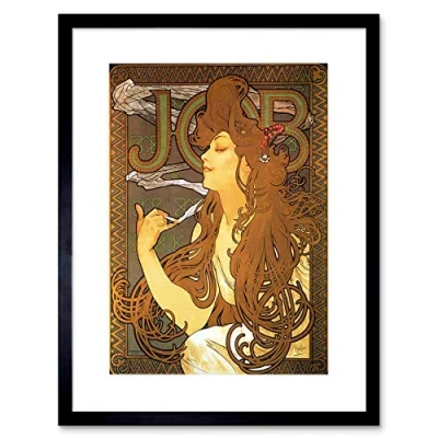 Image of Wee Blue Coo Alphonse Mucha Job 1896 Old Master Art Picture Framed Wall Print