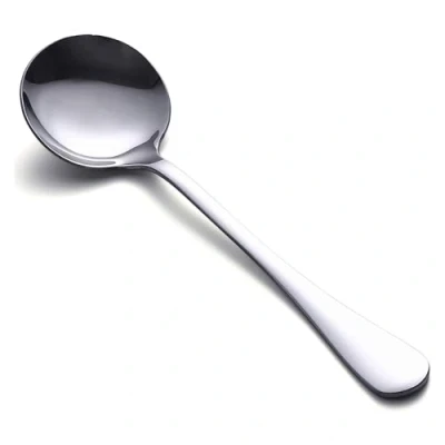 Image of HornTide 6 Piece Soup Spoon Set Bouillon Flatware Stainless Steel Mirror Polishing 18.8cm 7.4 Inch