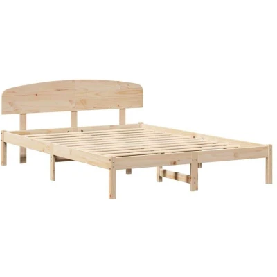 Image of vidaXL Bed Frame with Headboard 160x200 cm Solid Wood Pine