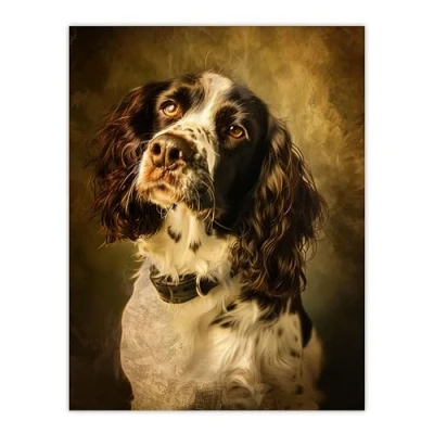 Image of Artery8 English Springer Spaniel Dog Lover Painting Living Room Large Wall Art Poster Print Thick Paper 18X24 Inch