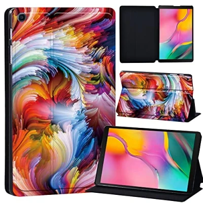 Image of Printed Leather slim lightweight Stand Cover Case for Samsung Galaxy Tab A 10.1 2019 (Model: SM T510 T515), with Function (Black) (abstract color 7)