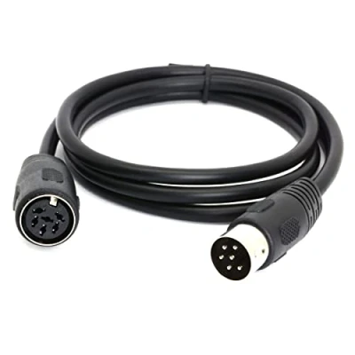 Image of HTGuoji Midi Din 6 Pin Plug Connector Extension Cable, Male to Female AV Adapter Audio Socket for Digital (1 Meter)