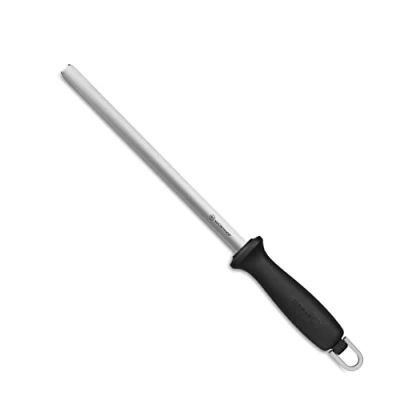 Image of Wüsthof 9 Inch Diamond Sharpening Steel, Black/Silver