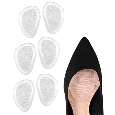 Image of Metatarsal Pads High Heel Insoles, 3 Pairs Gel Ball of Foot Cushions Forefoot Pain Relief Shoes Inserts Prevent Blisters and Calluses Washable Reusable