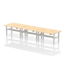 Image of Air B2B 1600x600mm Height Adjustable 6P Bench Desk CP Maple/Silver