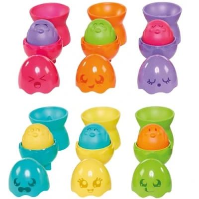 Image of Toomies TOMY Hide and Squeak Egg Stackers Baby Toy Stacking Cups with 3 Rattle Eggs Shape Sorter Toddler Toys Engaging Sensory 6 Months Plus to 36