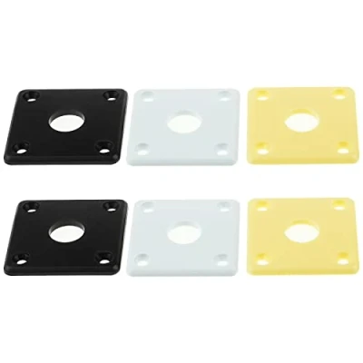 Image of Create idea 6PCS Curved Jack Plate Plastic Square Jackplates Compatible with USA Les Paul Epiphone Guitar 2 Cream &amp; Black White
