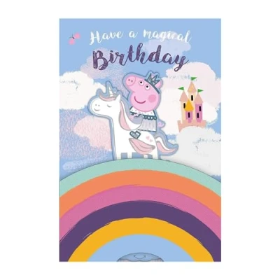 Image of Danilo Promotions LTD Happy Birthday Card, Peppa Pig Card Pig, Multi, 9 x 6