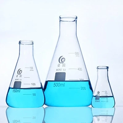 Image of Erlenmeyer Flask Borosilicate 3.3 Glass Graduated Conical Narrow Mouth Measuring Chemistry 25ml 3000ml (25ml)