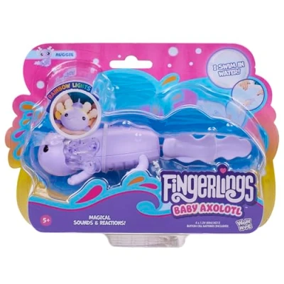 Image of Fingerlings Interactive Baby Axolotl, Auggie (Purple), Swims &amp; Lights Up