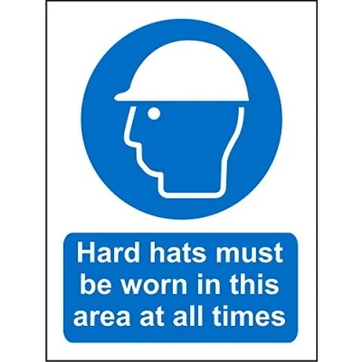 Image of Seco Hard Hats Must Be Worn in This Area at All Times Sign, 150mm x 200mm 1mm Semi Rigid Plastic