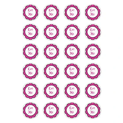 Image of 24 x Eat Me Alice in Wonderland Celebration Edible Paper Cupcake Toppers Cake Decorations