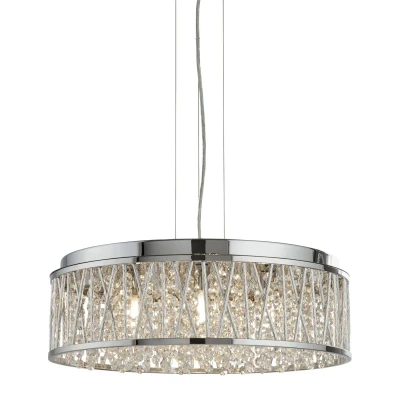 Image of Elise 7 Light Ceiling Pendant Chrome with Glass Crystals, G9
