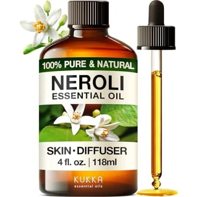 Image of Kukka Neroli Essential Oil for Diffuser 100% Natural Fragrance Skin Aromatherapy, Soap &amp; Candle Making (118 ml)