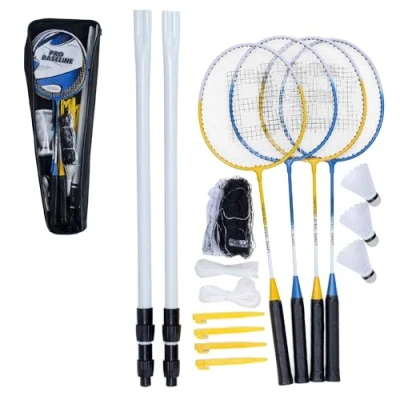 Image of Toyrific Sportline 4 Player Pro Badminton Set, Family Back Garden Games, 4x26 Rackets and 2 Shuttlecocks