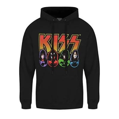 Image of Band Monkey KISS Unisex Pullover Hoodie Logo, Faces &amp; Icons Multicoloured
