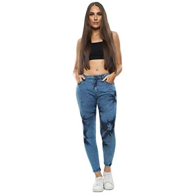 Image of True Face Womens Super Skinny Jeans Pencil Fit High Waisted Denim Stretchy Ladies Pants Blue Acid UK 10