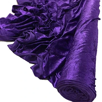 Image of Crushed Velvet Fabric Material Stretch Velour 150cm Wide Metres Purple 5m