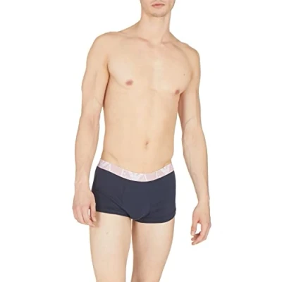 Image of Emporio Armani Men&#039;s 3 Pack Bold Monogram Trunks, Navy/Navy/Navy, S