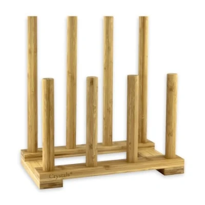 Image of Crystals Shoe Racks, Wooden Bamboo Boot Rack Stand, Welly 4 Pairs of Wellington Boots, Farmhouse for Bedroom Organiser Indoor &amp; Outdoor Use, Wellie Holder Storage