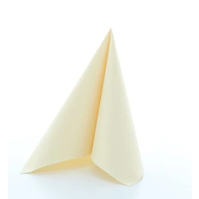 Image of Pack of 50 Premium Quality Linen Feel Airlaid Ivory/Cream Napkins 40cm x
