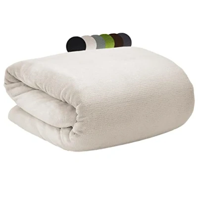 Image of Beautissu Fleece Blanket Aurelia 220x240 cm Soft Luxury Throw Cosy for Autumn Fall Winter Fluffy Sofa Bed Comforter Bedspread Thick Natural