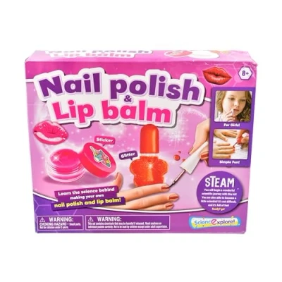 Image of KandyToys Create Your Own Nail Polish and Lip Balm Set Kids Craft Kit Educational Beauty Science Gift For