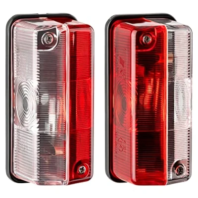 Image of AUTOLIGHT 24 Set of 2 Red / White Outline Light Position Side Marker with Bulbs for Motorhome, Caravans and Trailers