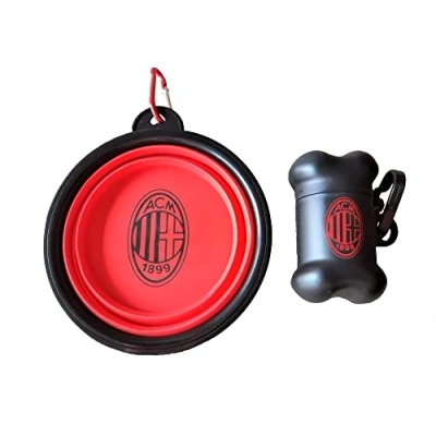 Image of AC Milan Only4fan S.r.l. PETOUTSETACMILAN, Portable Bowl and Bag Holder Official Product Unisex Adult, Black, Standard