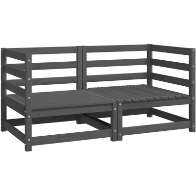 Image of vidaXL Garden Corner Sofas 2 pcs Grey Solid Wood Pine