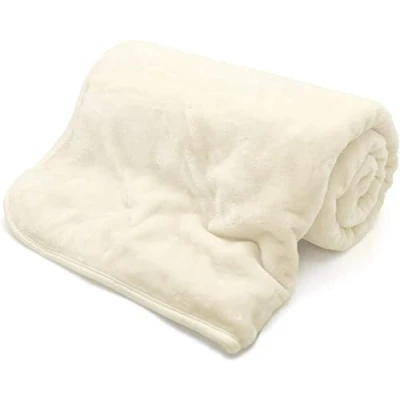 Image of Night Zone Luxury Faux Fur Mink Fleece Throw Over Sofa Bed Soft Warm Blanket (Cream, King (200 x 240 cm))