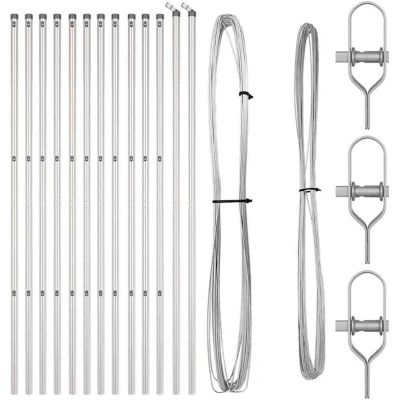 Image of vidaXL Fence Posts 13 pcs Ø32 mm 210 cm Galvanised Steel
