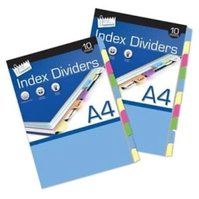 Image of A4 10 Part Subject Divider File Filing Index Dividing Set